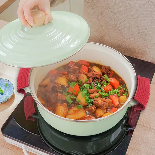 Vista 6 de 4 soportes de silicona para herramientas calientes, resistente al calor, mango de utensilios de cocina, agarraderas de goma antideslizantes, fundas