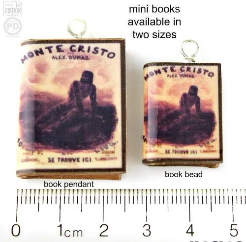 Vista 5 de Count of Monte Cristo Alexandre Dumas Clay Mini Book Key Chain Bag Purse Backpack Clip Clasp Lock