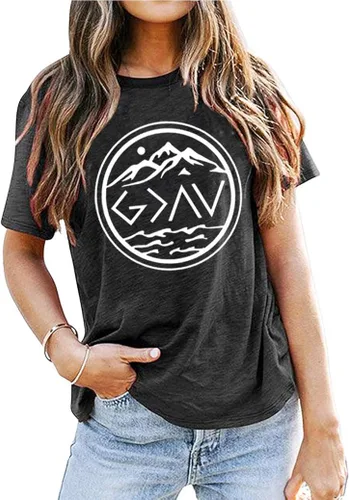 Vista 4 de God is Greater Than The High and Lows - Camiseta de manga corta para mujer diseño gráfico inspirador de montaña cristiana