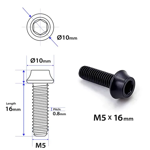 Vista 3 de ONIPAX Pernos de jaula de aluminio para botella de agua M5 x 0.630 in Paquete de 4 piezas (negro)