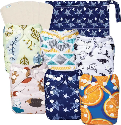 Vista 23 de babygoal Pañales de tela para recién nacidos, paquete de 13 unidades para niños prematuros de 5-12 libras, 6 unidades con 6 insertos y bolsa