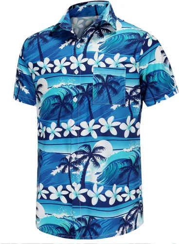 Vista 167 de KYKU - Camisa hawaiana funky para hombre, ropa tropical para vacaciones en Palm Beach