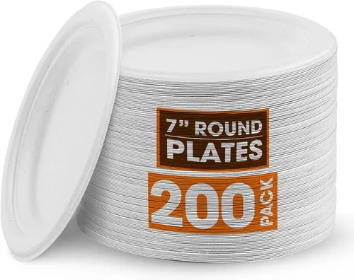 Vista 12 de Cheer Collection Platos biodegradables de 7 pulgadas, platos de papel 100% compostables, platos desechables ecológicos para alimentos calientes