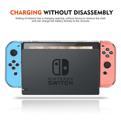 Vista 3 de ZIIDII Dockable Switch Case for Nintendo, Nintendo Switch Games Protective Hard Carrying Clear Cover Case for Nintendo Switch Console Joy Con