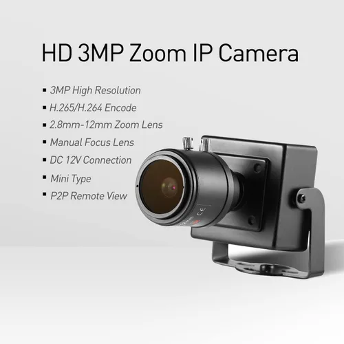 Vista 2 de Revotech Zoom Mini cámara IP de seguridad, HD 3MP cámara interior 0.110-0.472 in lente de zoom manual P2P visión remota CCTV Video Cam H.265