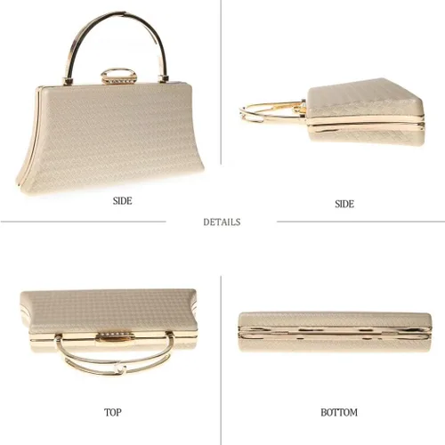 Vista 2 de YYW Bolso de mano de cuero para mujer, bolso de mano para novia, fiesta, cóctel, baile de graduación, bolsos con asa superior