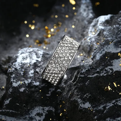 Vista 5 de FIASASO 6 anillos chapados en oro de 18 quilates para hombres, anillo de imitación de diamantes de imitación para helados, anillo redondo de hip hop