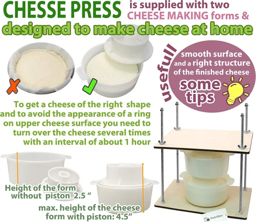Vista 2 de PetriStor Prensa de queso de madera con molde de 2 queso, 1.3Qt