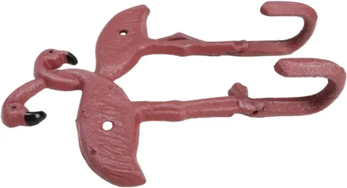Vista 3 de Ebros Gift Paquete de 2 figuras decorativas de pájaros flamencos rosados del paraíso tropical, 2 clavijas, gancho de doble pared, decoración