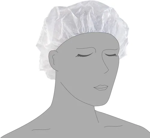 Vista 2 de 100 gorras desechables para mob bouffant de 21 pulgadas, red de cobertura para cabeza de pelo recortada para salón o bronceado en aerosol, Blanco