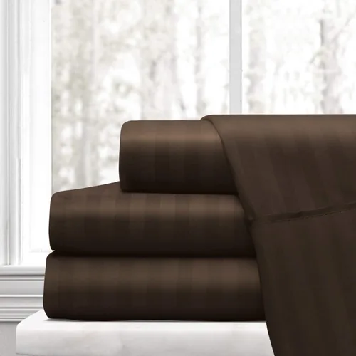 Vista 11 de Juego de sábanas de algodón peinado de 1500 TC para colchón de 38 a 17.7 in de profundidad (tamaño doble) Sábanas para cama (trifa, beige)