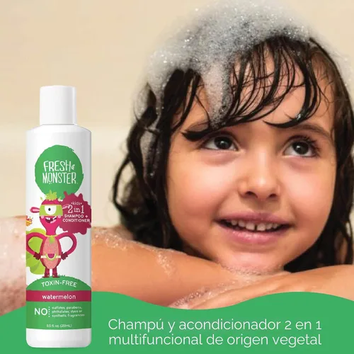 Vista 3 de Fresh Monster Champú y Acondicionador 2 en 1 para niños, Sandía