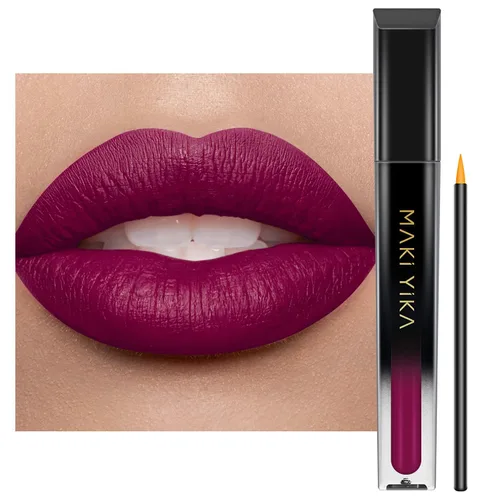 Vista 51 de MAKI YIKA Juego de 3 lápices labiales líquidos mate, color negro y rojo Negro/Rojo Oscuro/Desnudo