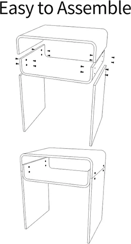 Vista 8 de Mesa auxiliar de acrílico transparente de 2 niveles Mesa de noche para sala de estar, dormitorio, decoración del hogar (Negro)