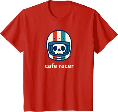 Vista 3 de Cafe Racer Moda Simple Casco Diseño Motocicleta Camiseta Negro