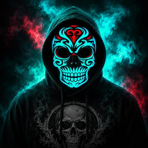 Vista 11 de Meetory Máscara LED de Halloween del Día de los Muertos con diadema