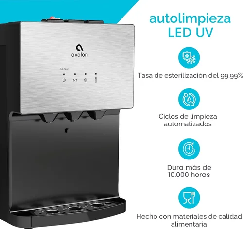 Vista 6 de Avalon A12 - Dispensador de agua sin botellas de sobremesa, 3 temperaturas, autolimpiante, de acero inoxidable