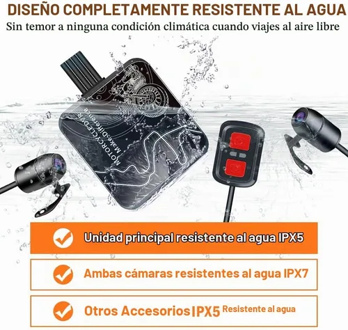 Vista 4 de VSYSTO D6WL - Cámara de salpicadero de motocicleta delantera y trasera, doble 1080P, cámaras impermeables con control de aplicación WiFi, grabación