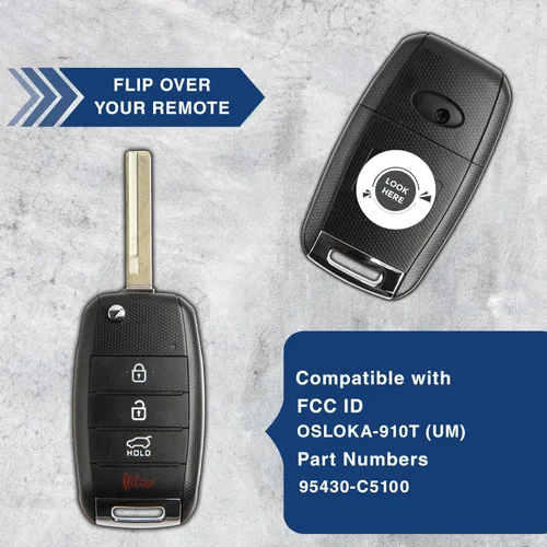 Vista 4 de Llavero retráctil con entrada sin llave compatible con Kia Sorento 2016-2018 (OSLOKA-910T) Uno