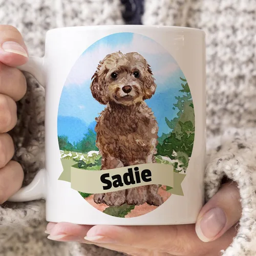 Vista 2 de Personalized Watercolor Cockapoo Portrait Ceramic Mug