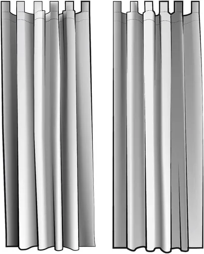 Vista 2 de French Country Pebble Taupe tic-tac rayas 96" Tab parte superior paneles de cortina par, algodón