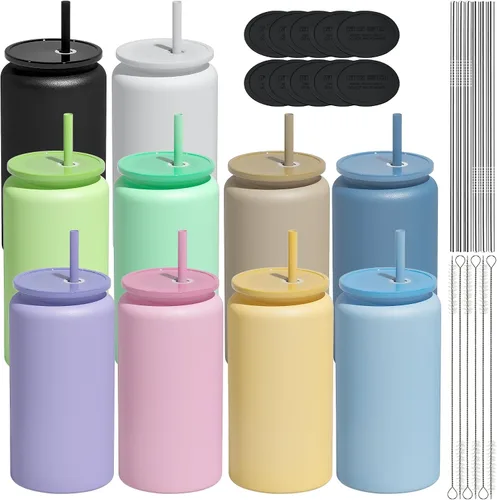 Vista 28 de Paquete de 6 vasos de 16 onzas, vaso aislado con popote, vaso de café