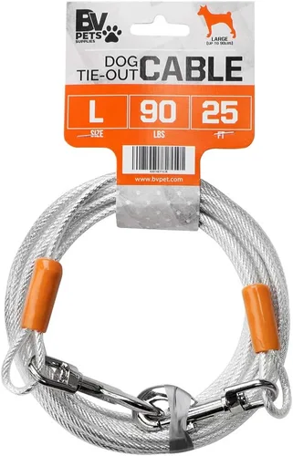 Vista 12 de BV Cable de amarre para perros de 30 pies – Cable resistente para perros de hasta 125 libras – Reflectante y libre de óxido con clips giratorios
