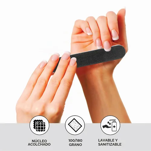 Vista 5 de ForPro Professional Collection Mini tablero de espuma, negro, grano 100/180, lima de uñas de manicura de doble cara, envuelta individualmente, 3.5
