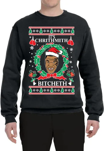 Vista 4 de Merry Chrithmith Ugly Christmas Sweater Unisex Crewneck Graphic Sweatshirt Negro Bitcheth
