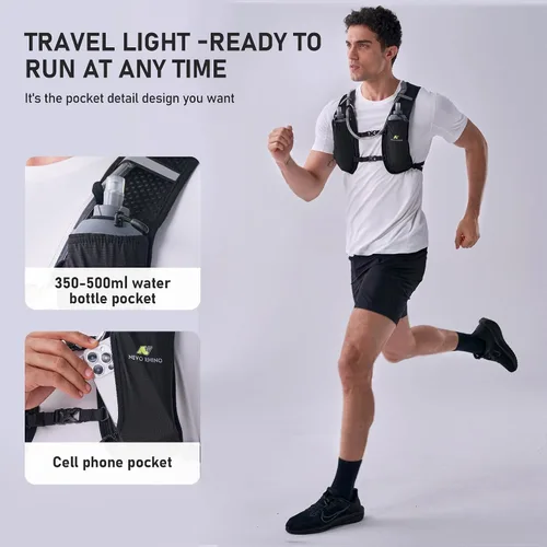 Vista 2 de N NEVO RHINO Chaleco para Correr, Chaleco de Hidratación Ligero, Mochila de Agua Aislada con Vejiga de Agua de 1.5L para Senderismo, Camino