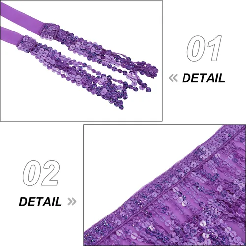 Vista 4 de Belly Dance Skirt Fringe Skirt Sequins Tassel Hip Scarf Rave Party Dance Performance Costume for Women and Girls