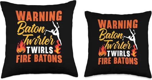 Vista 3 de Majorette Gymnastic Dancing Baton Twirl Warning Twirler Fire Baton - Almohada giratoria, 18 x 18 pulgadas, multicolor