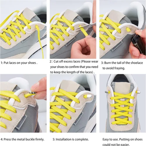 Vista 6 de Cordones elásticos para zapatos para niños y adultos, cordones sin ataduras para zapatos deportivos, cordones para zapatos sin atar