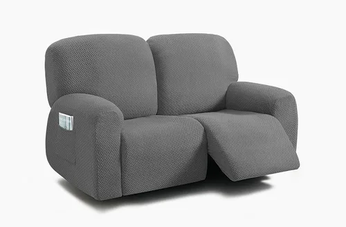 Vista 24 de ULTICOR Fundas jacquard para sofá reclinable de 8 piezas, fundas elásticas para sofá reclinable de 3 cojines, gruesas, suaves y lavables (estilo 3)