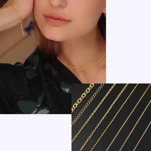 Vista 7 de Ecoofor Cadenas de collar de oro para hacer joyas, 62.3 pies, 8 rollos de cadenas de joyería para hacer collares, pulseras y joyas con anillos
