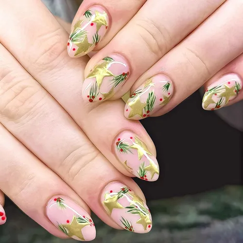 Vista 15 de MISUD Uñas a presión – Uñas con pegamento de almendras medianas con cromo, diseño de punta francesa acrílica, 24 piezas