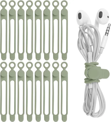 Vista 7 de Bridas de silicona para cables, organizador de cables (16 negro (16pcs-Black)