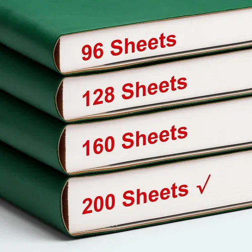 Vista 3 de EMSHOI Cuaderno con rayas universitarias, diario rayado B5, 400 páginas (200 hojas), papel grueso de 100 GSM, diario de cuero de tapa blanda