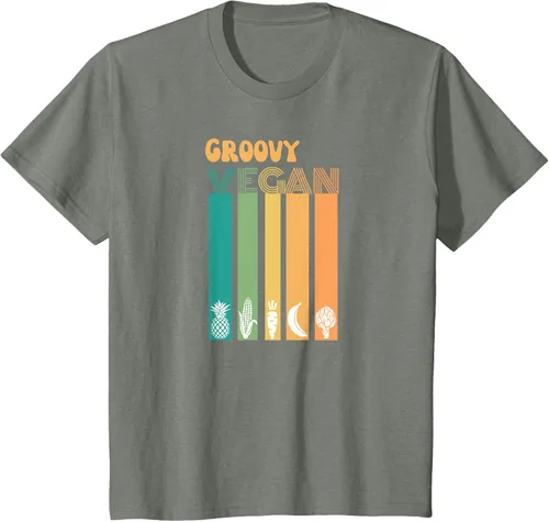 Vista 82 de Groovy Vegan Retro Vintage Cool Veggies 70 80 Flower Power Camiseta, Negro