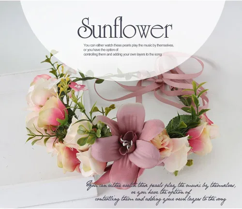 Vista 4 de Diadema Ddazzling, diseño de flores, diadema floral para bodas, guirnalda, festivales, fotografía, para mujer.