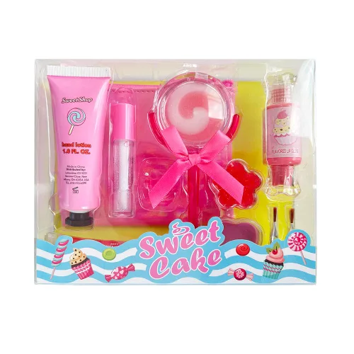 Vista 3 de M&U MAKE YOU UP Juego de brillo de labios para niñas, 11 piezas de cuidado de labios con helado y brillo labial en forma de piruleta