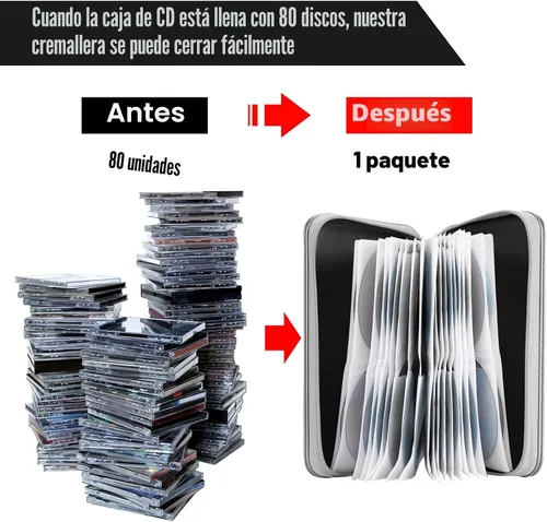 Vista 4 de Siveit - Funda para CD, capacidad para 80, negra, de plástico, estante de almacenamiento portátil Negro
