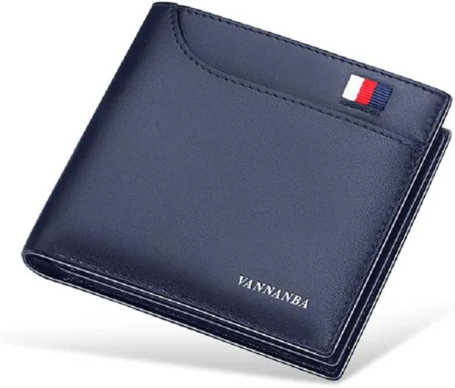 Vista 2 de WILLIAMPOLO Billetera delgada para hombre de piel minimalista con bolsillo frontal