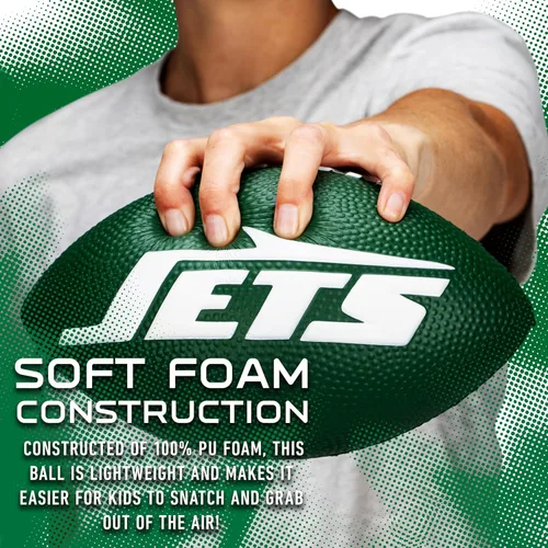 Vista 4 de Franklin Sports NFL - Fútbol americano de espuma para niños, pelota suave de tamaño junior de 8.5 pulgadas con logotipos 3D, perfecta para el día