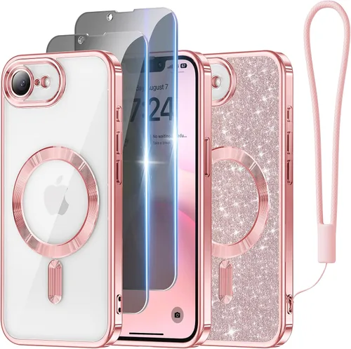 Vista 78 de Meifigno - Funda diseñada para el iPhone 16 Pro de 6.3", [Tarjeta de purpurina y correa para la muñeca] [Compatible con MagSafe]