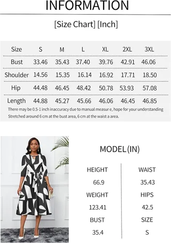 Vista 6 de CLOCOR Vestidos midi para mujer, casual, acampanado, vestido acampanado y acampanado, manga 34, cuello redondo, vestido de fiesta de cóctel