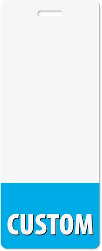 Vista 8 de Personalizado Badge Buddy – en color rosa bebé – vertical de gran tamaño – Tarjeta de respaldo de doble cara – Duradera y resistente al agua, ideal