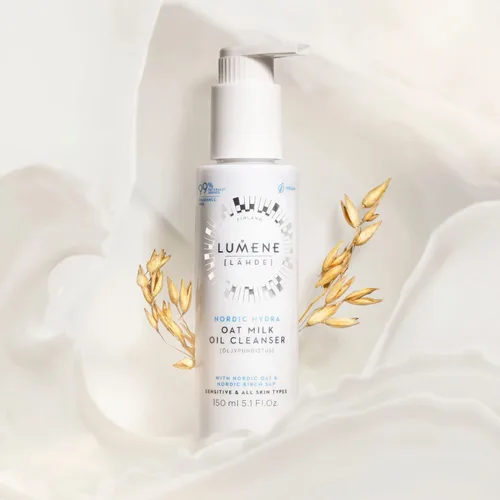 Vista 3 de Lumene Nordic Hydra - Limpiador de aceite de leche de avena, desmaquillante, vegano, 5.1 fl oz