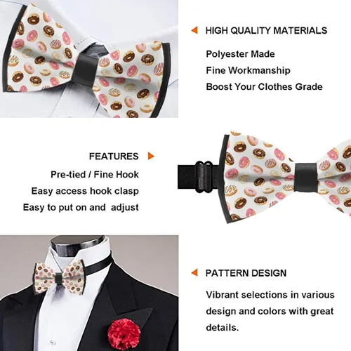 Vista 3 de Corbata de moquin ajustable, pajarita formal para cumpleaños, ocasiones divertidas