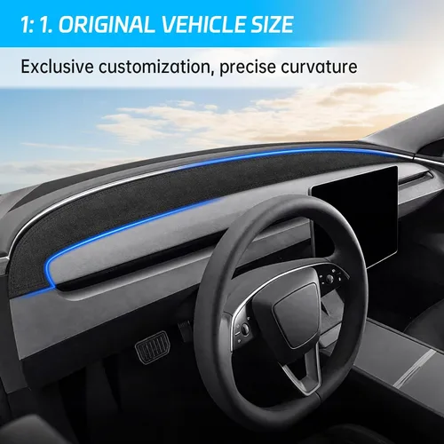 Vista 5 de MASHA - Funda para salpicadero para Tesla Model Y Juniper 2025-2026, almohadilla de salpicadero de franela compatible con el nuevo salpicadero